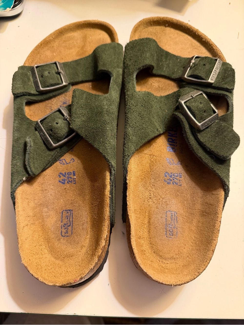 Men’s Birkenstock Arizona 42 soft footbed men’s 9 women’s 11 green suede